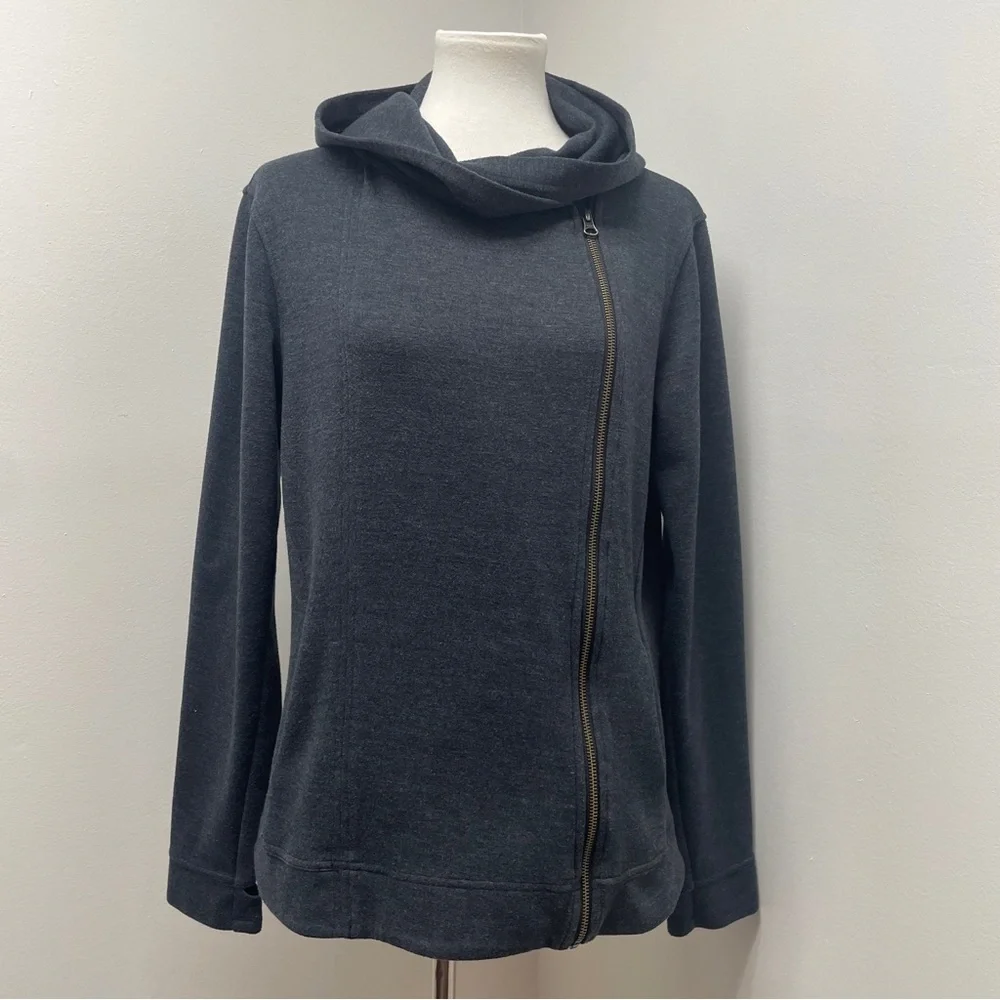 Women's Asymmetrical Zip Gray Jacket - Picture 2 of 16